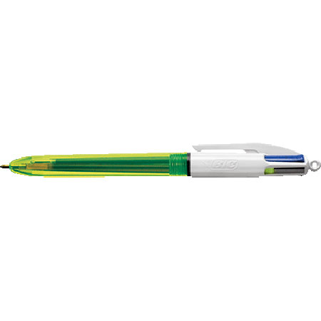 Stylos BIC Cristal 3 couleurs (Noir, Bleu, Rouge) + 1 surligneur jaune