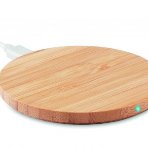 Chargeur sans fil rond bambou