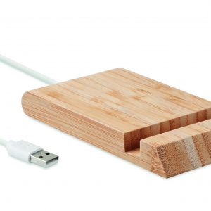 Chargeur sans fil en bambou