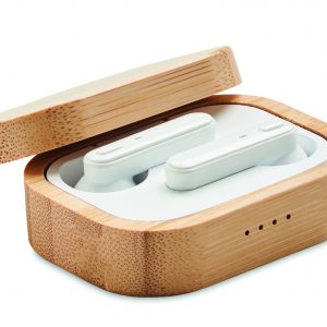 Écouteurs TWS étui en bambou