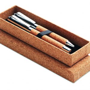 Stylo bille métal boîte liège